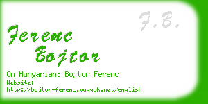 ferenc bojtor business card